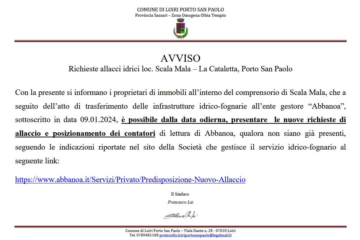 AVVISO ALLACCI CONTAT