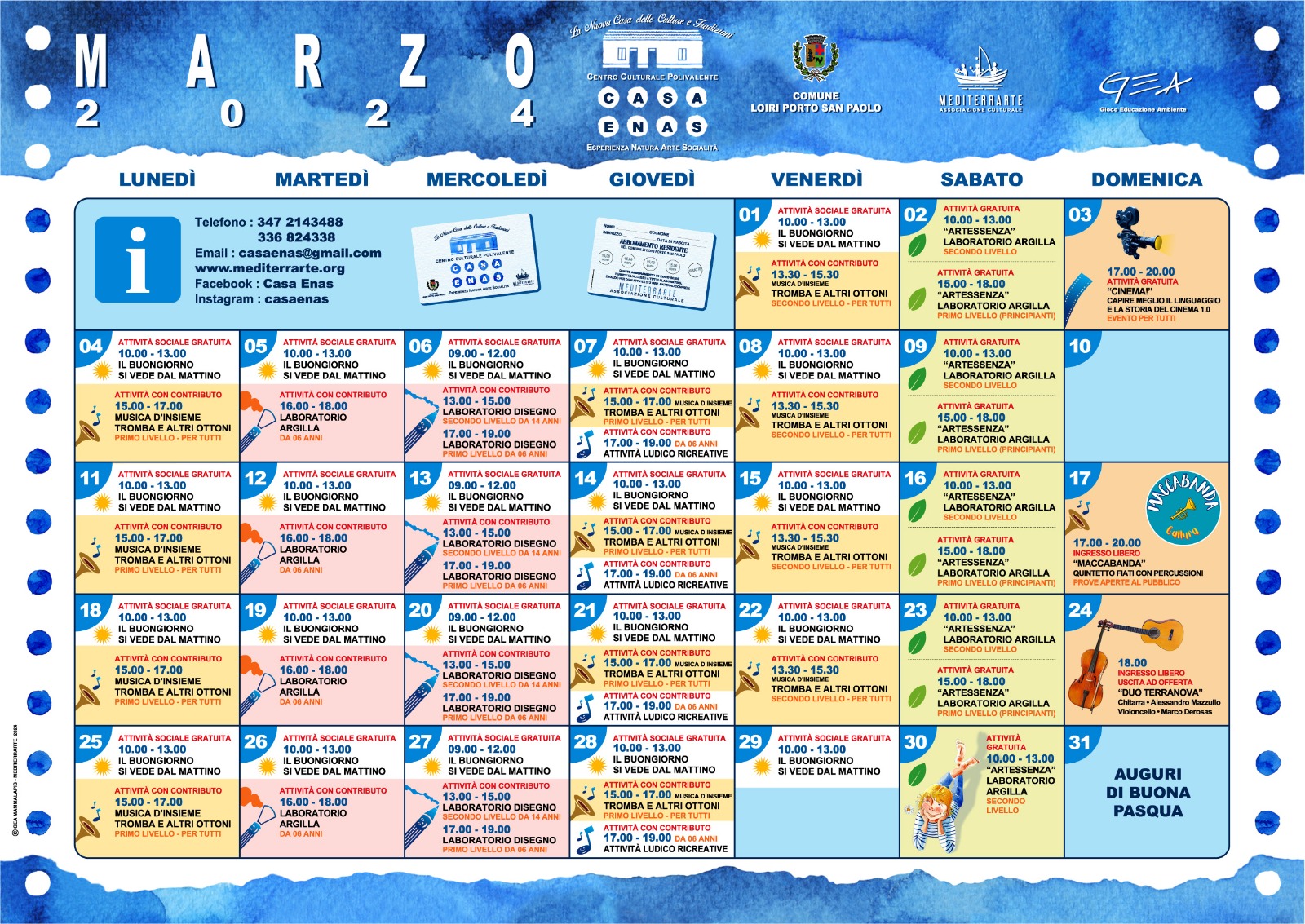 Calendario Marzo_Casa Enas Fronte
