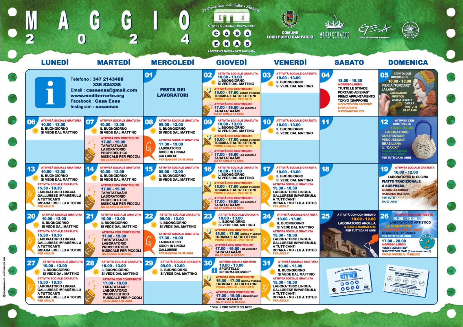 Calendario Casa Enas Maggio retro