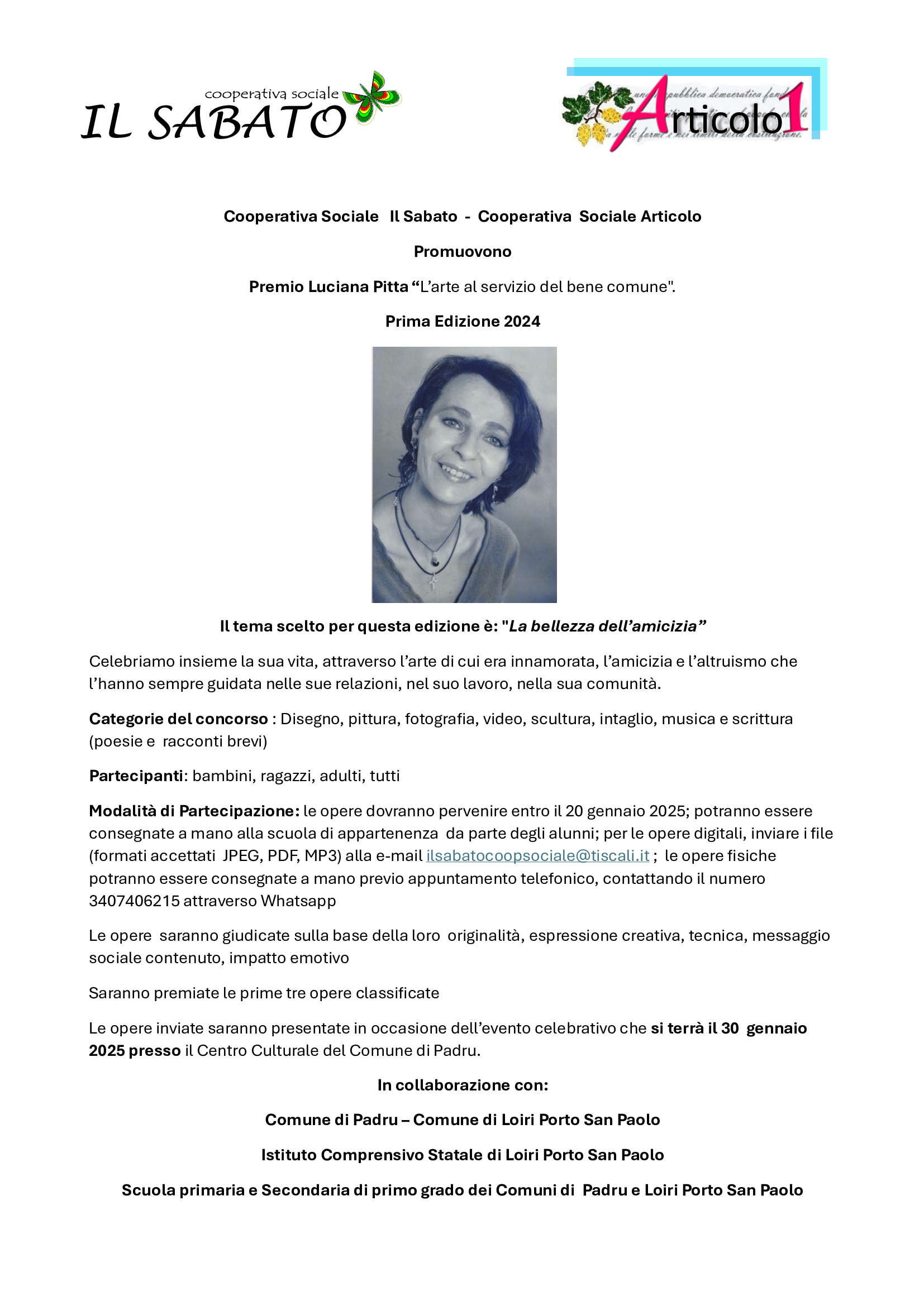 Locandina premio Luciana Pitta 2024