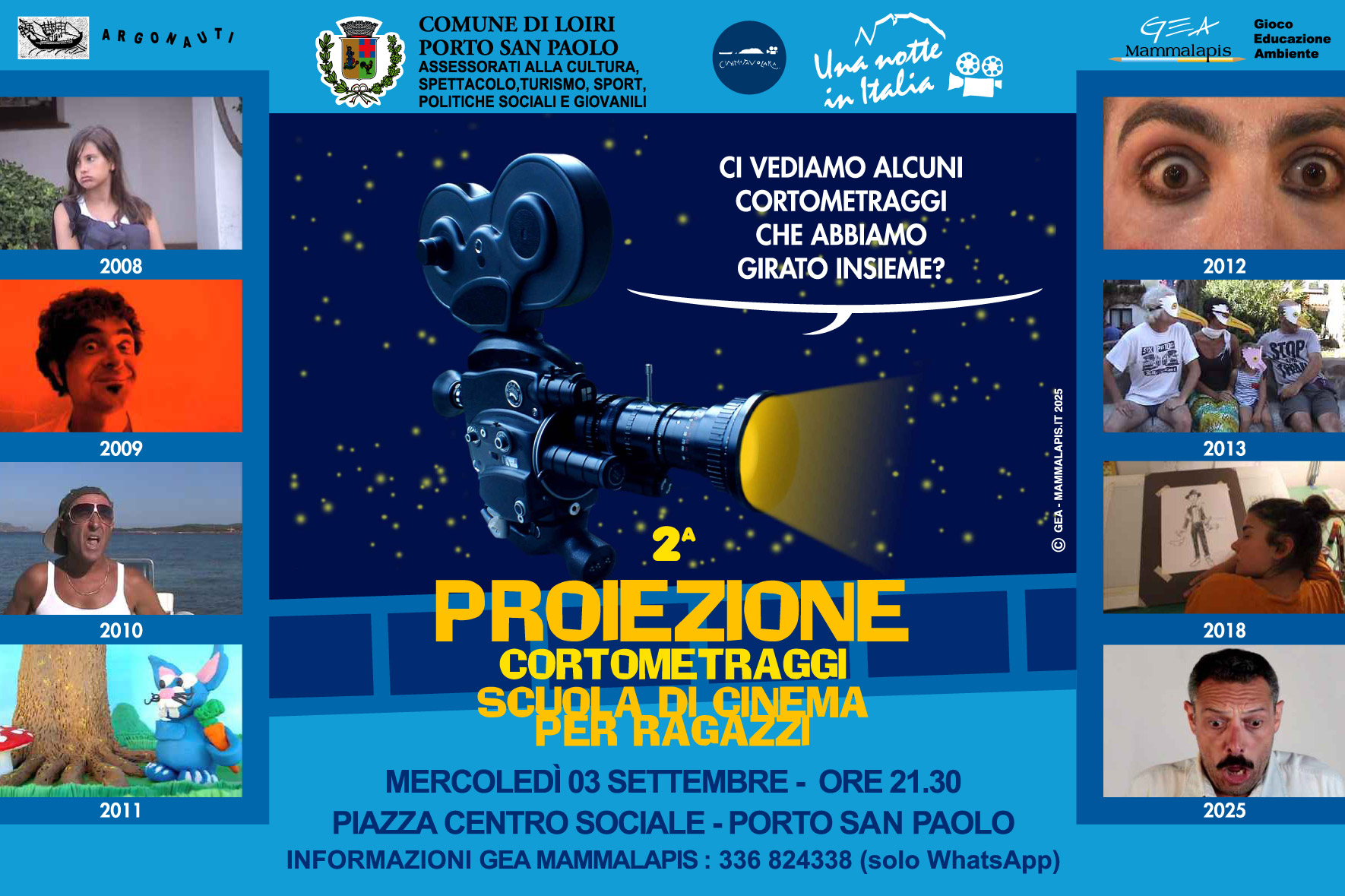 Locandina Proiezione scuola cinema 3 settembre
