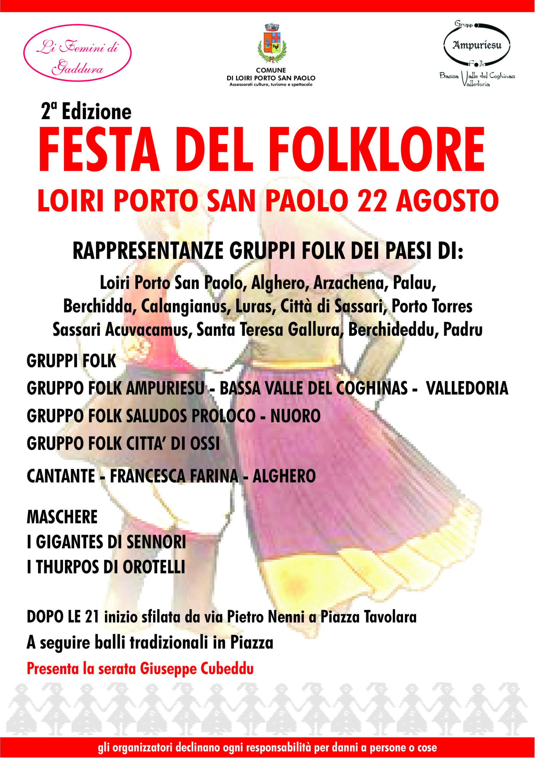 Locandina festa del folklore 22 agosto
